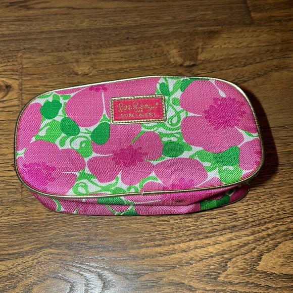 Lilly Pulitzer Handbags - Lilly Pulitzer for Estee Lauder Pink Floral Print Toiletry Case Bag Makeup Pouch